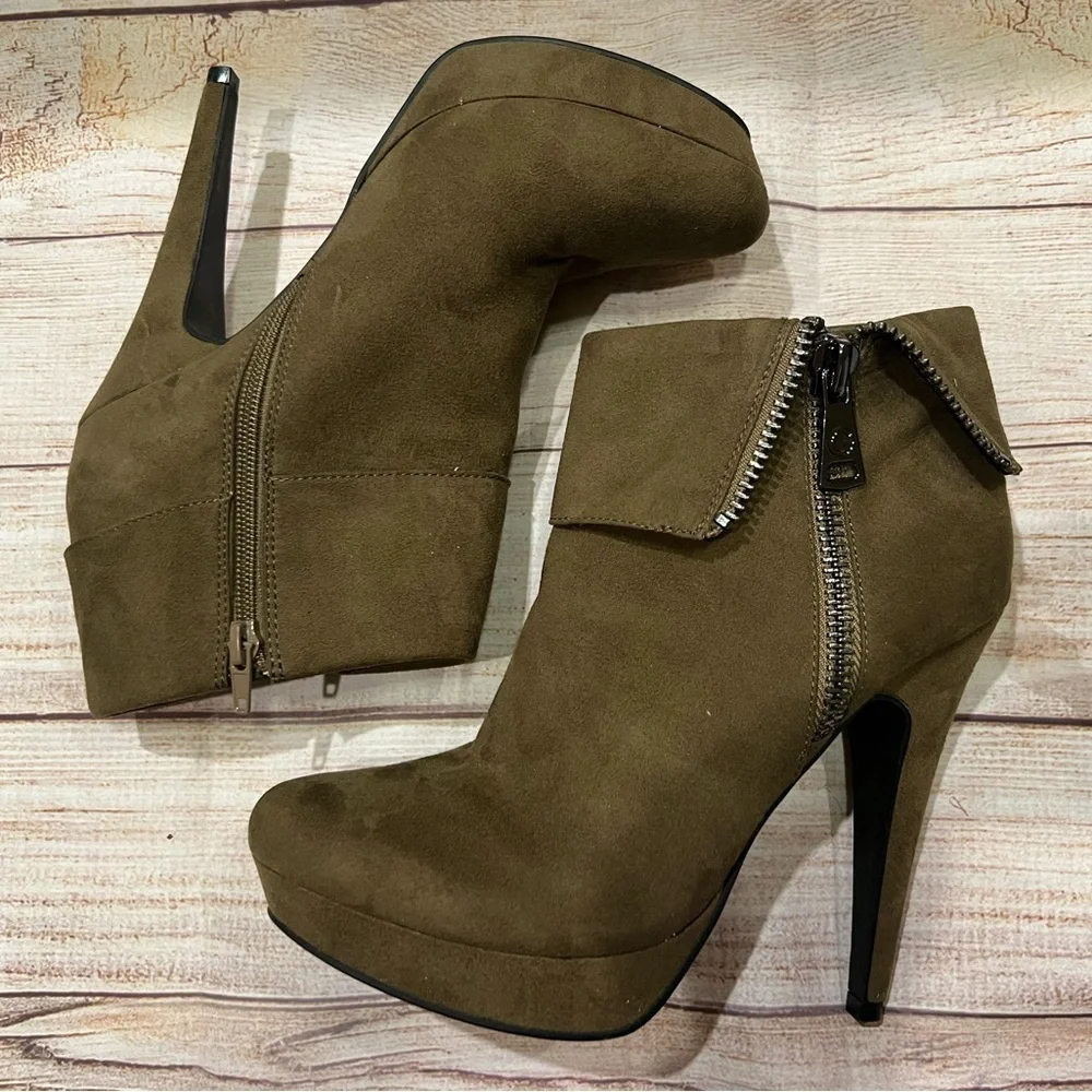 GBG Los Angeles Womens Docker Faux Suede Ankle Boots Green 8.5
